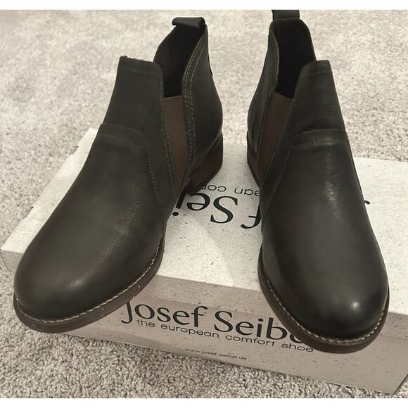 Josef Seibel Sienna 71 Chelsea Olive Black‎ Leather Boots Womens 6-6.5 EU 37 New - Picture 2 of 10